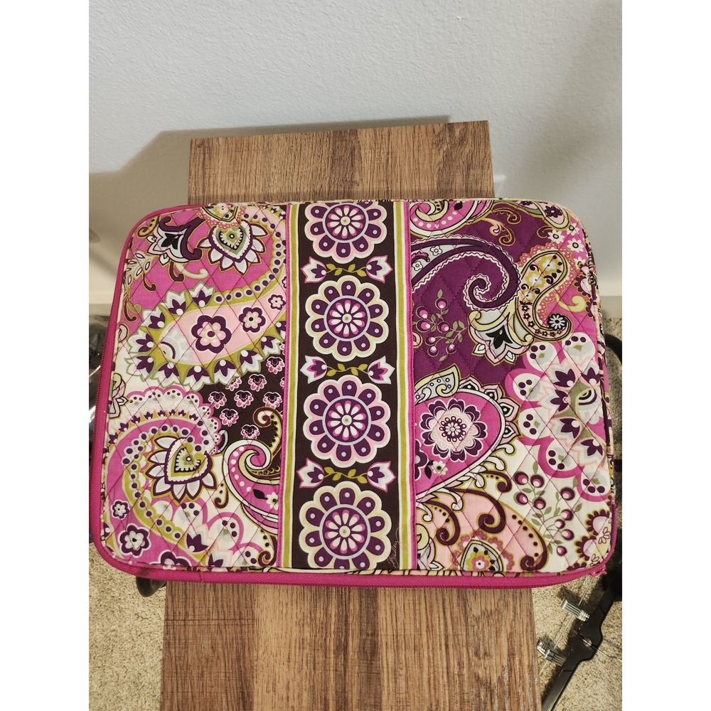 Vera Bradley Laptop Case Sleeve Pink Purple Paisley Floral Padded Zip